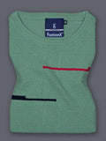 Green Pattern Pure Cotton Knitting T-shirt